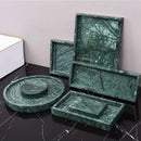 GobekUsa Dark Green Marble Bathroom Set - Nordic Light Luxury Tray Toothbrush Holder Soap Dispenser Kit
