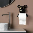 GobekUsa Bear Resin Paper Towel Holder: Nordic Animal Hanging Tissue Box Rack for Modern Wall Decor