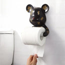 GobekUsa Bear Resin Paper Towel Holder: Nordic Animal Hanging Tissue Box Rack for Modern Wall Decor