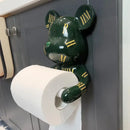 GobekUsa Bear Resin Paper Towel Holder: Nordic Animal Hanging Tissue Box Rack for Modern Wall Decor
