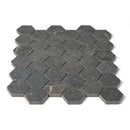 Dark Matte Hexagon 2 Porcelain Mosaics 12x12