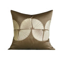 GobekUsa Dark Orange Geometric Petals Leather Patched Lumbar Pillow Cover Luxury Case