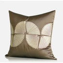 GobekUsa Dark Orange Geometric Petals Leather Patched Lumbar Pillow Cover Luxury Case
