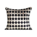GobekUsa Dark Orange Geometric Petals Leather Patched Lumbar Pillow Cover Luxury Case