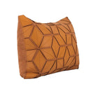 GobekUsa Dark Orange Geometric Petals Leather Patched Lumbar Pillow Cover Luxury Case