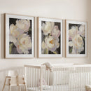 Moody Pink and White Peonies Art. Floral Set of 3 Prints by Wall Art Set