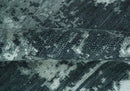 Dark Teal, Gray and Silver Modern Abstract Hand Knotted 5x8 wool Area Rug