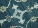 Dark Teal, Silver, Blue and Ivory Hand Knotted Traditional Oushak Multi Size Area Rug