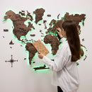 3D LED Wooden World Map 3.0 Dark Walnut