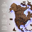 3D LED Wooden World Map 3.0 Dark Walnut