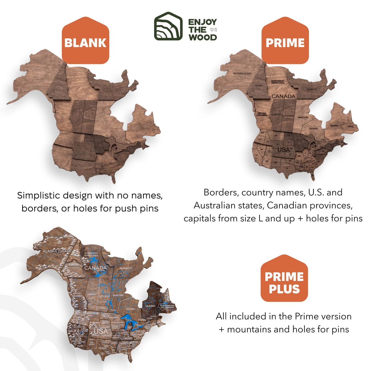 3D Wooden World Map Dark Walnut, photo 13 of 22