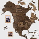 3D Wooden World Map Dark Walnut (for US only)