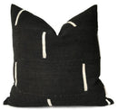 Dashes Print Mudcloth Pillow Cover in Black