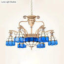 GobekUsa Dazzling Baroque Chandelier in Blue with Cut Glass Pendants - Available in 5, 9 or 11 Lights, 3 Sizes