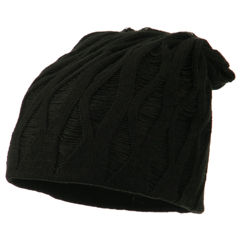 Big Size Deep Crown Distressed Reversible  Beanie