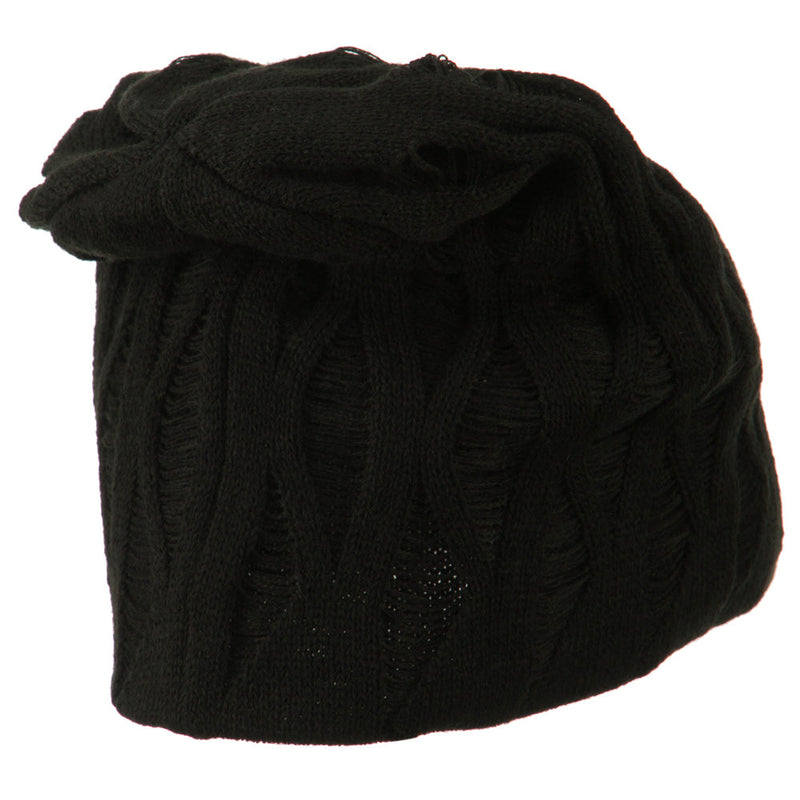 Big Size Deep Crown Distressed Reversible  Beanie