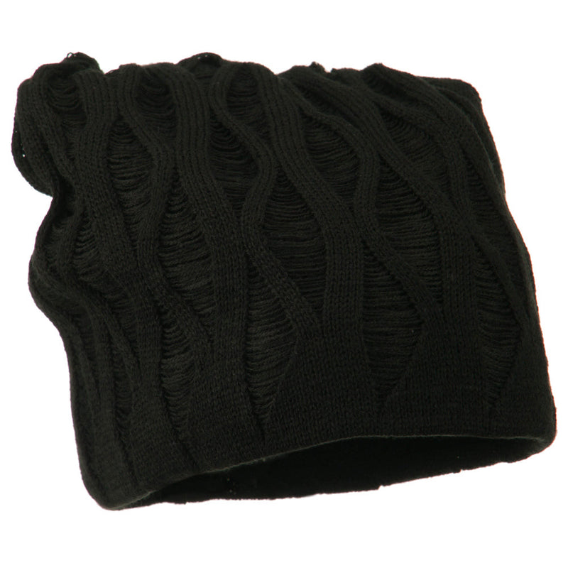 Big Size Deep Crown Distressed Reversible  Beanie