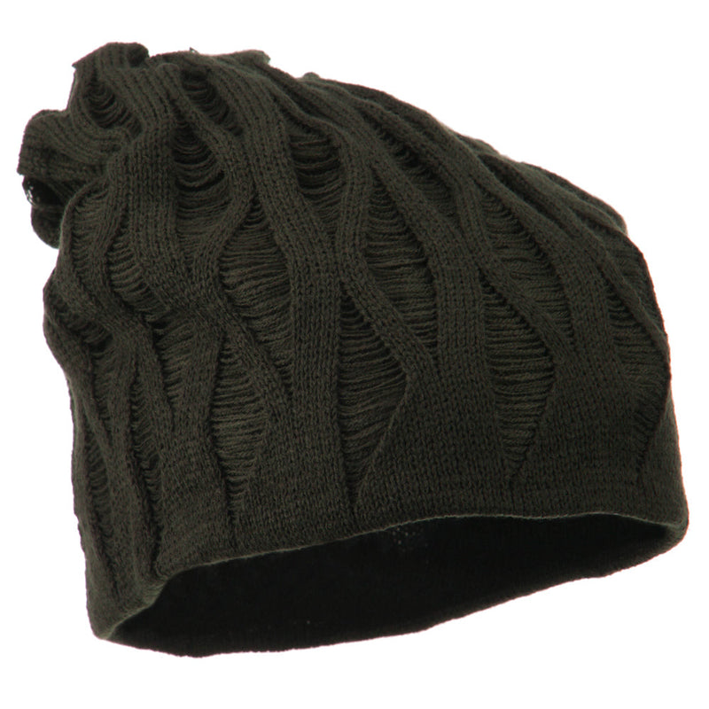 Big Size Deep Crown Distressed Reversible  Beanie