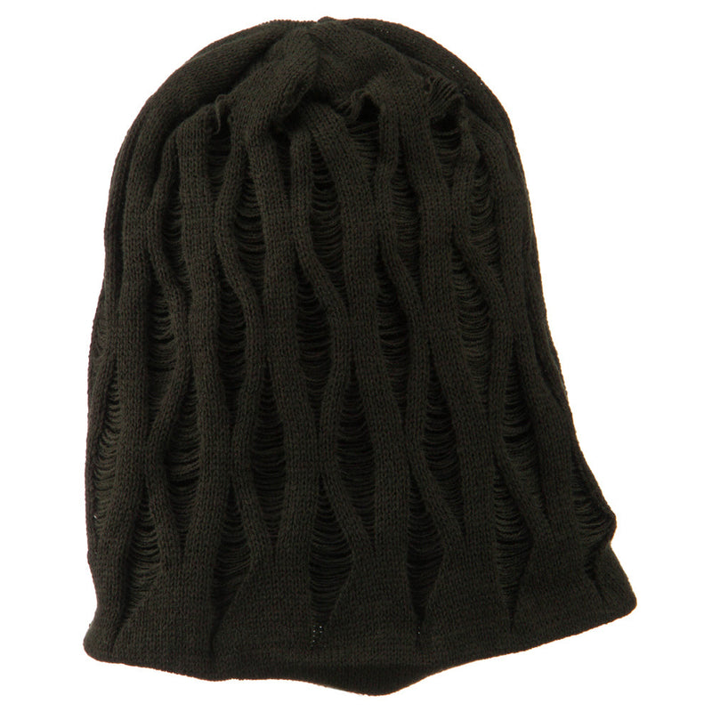 Big Size Deep Crown Distressed Reversible  Beanie