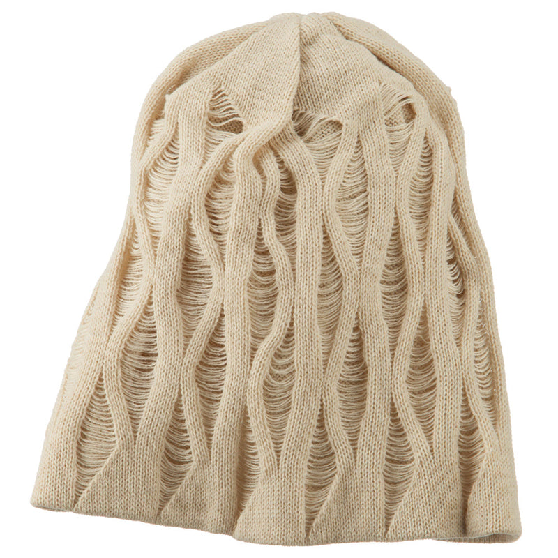Big Size Deep Crown Distressed Reversible  Beanie