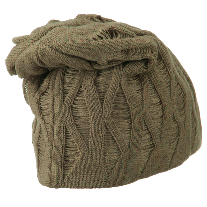 Big Size Deep Crown Distressed Reversible  Beanie
