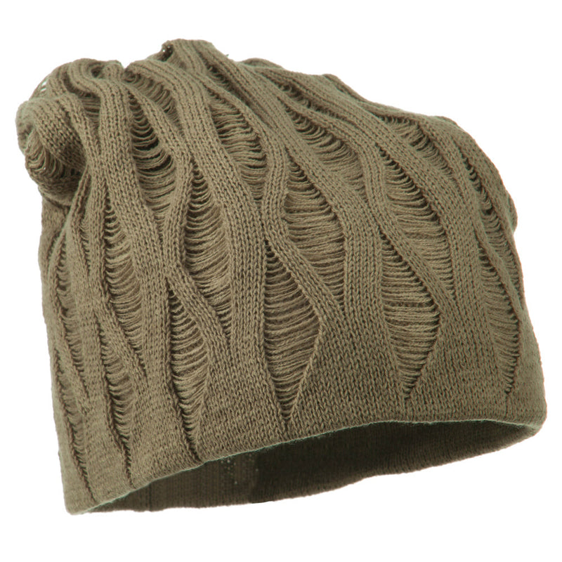 Big Size Deep Crown Distressed Reversible  Beanie