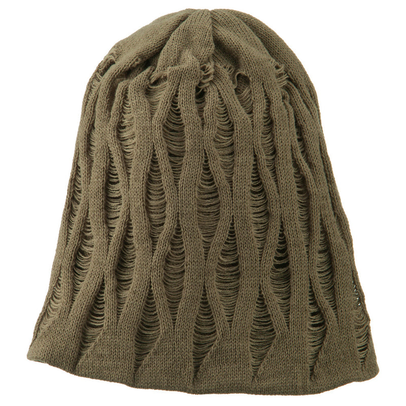 Big Size Deep Crown Distressed Reversible  Beanie