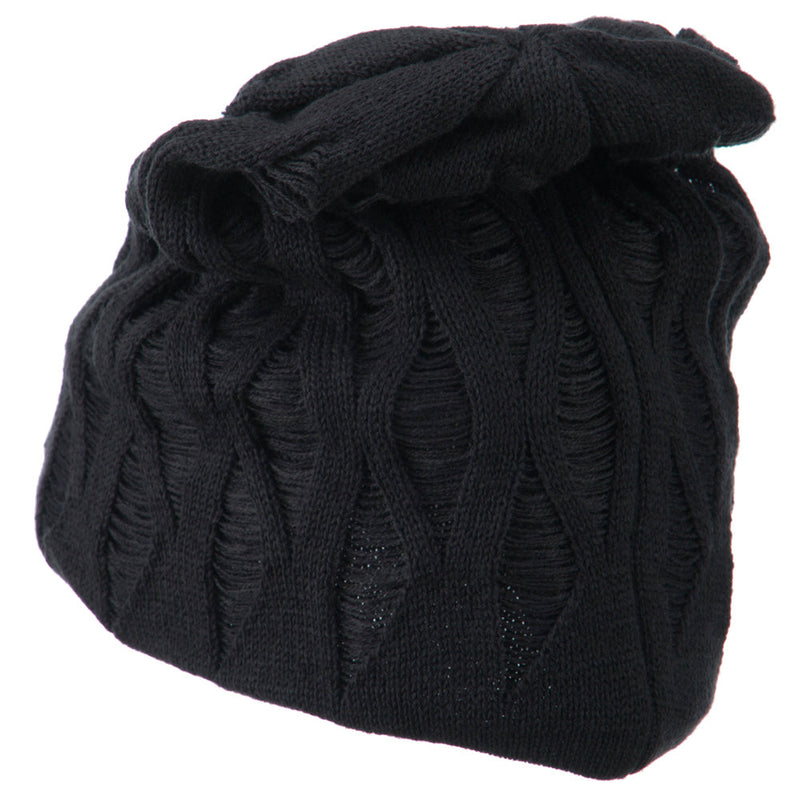 Big Size Deep Crown Distressed Reversible  Beanie