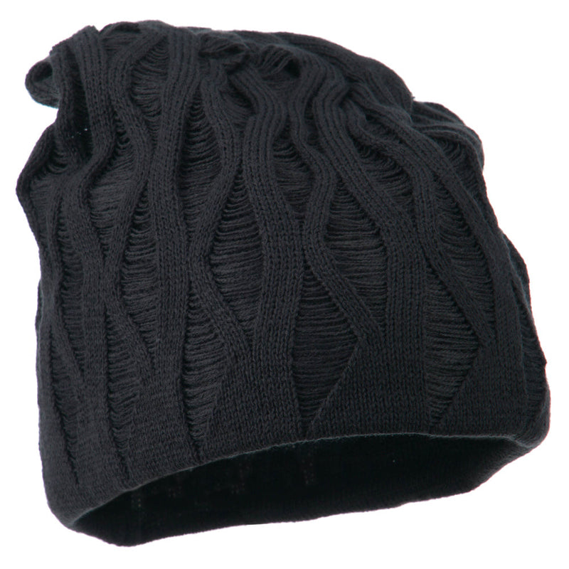 Big Size Deep Crown Distressed Reversible  Beanie