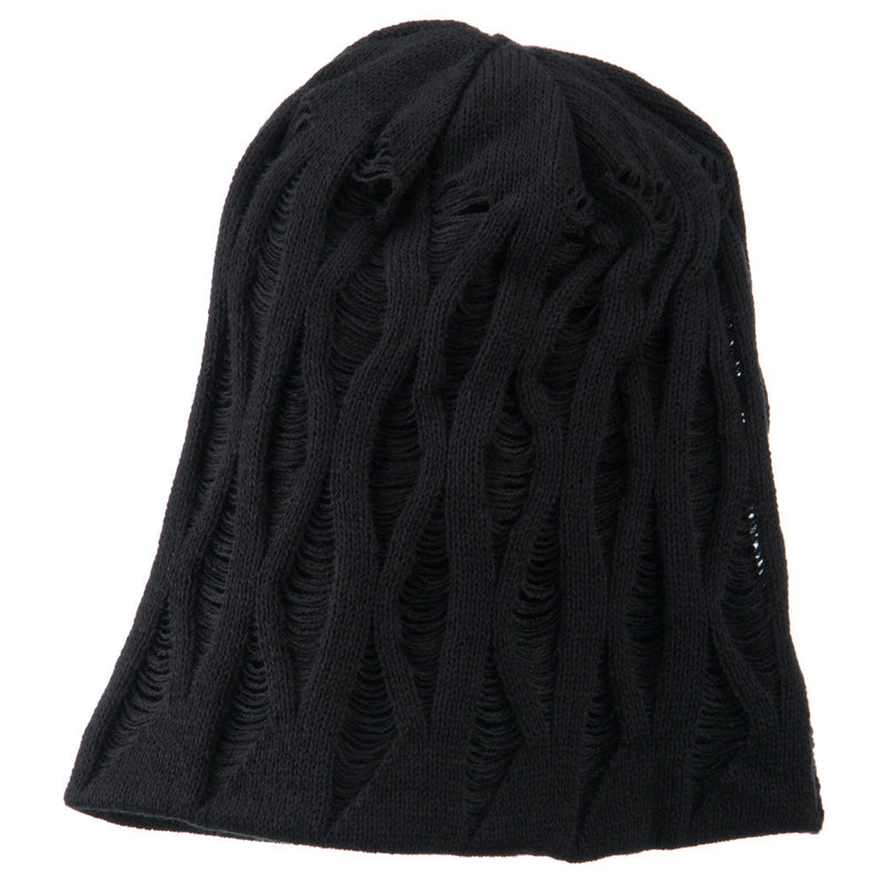 Big Size Deep Crown Distressed Reversible  Beanie