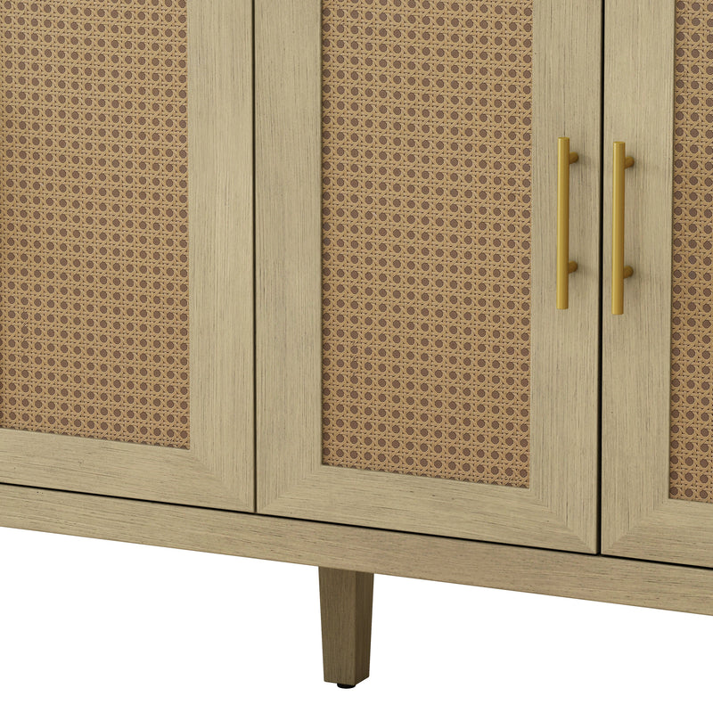 59.84"Modern 4-Door Cabinet with Rattan Decorative Doors,for Bedroom,Living Room,Office,Easy Assembly