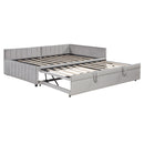 Full Size Upholstered L-Shaped Upholstered Daybed with Twin
Size Pop Up Trundle, Gray