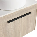24 " Modern Design Float Bathroom Vanity With Ceramic Basin Set, Wall Mounted White Oak Vanity With Soft Close Door,KD-Packing,KD-Packing,2 Pieces Parcel(TOP