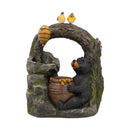 Decorative Two Tiered Water Fountain With Woodland Animal Design, Outdoor Fountain With Light And Pump - Dark Gray by HouseOfZazla