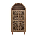 Tall Kitchen Pantry Cabinet With Hollow Carved Doors Adjustable Shelves Versatile Storage Cabinet For Kitchen - Walnut by HouseOfZazla