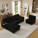 L-Shaped Corduroy Modular Sectional Sofa with Detachable Footrest