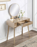 Maly - Contemporary Wood Vanity And Stool Set - Gold by HouseOfZazla