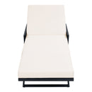 Black Iron Outdoor Chaise Lounge with Cream Cushion