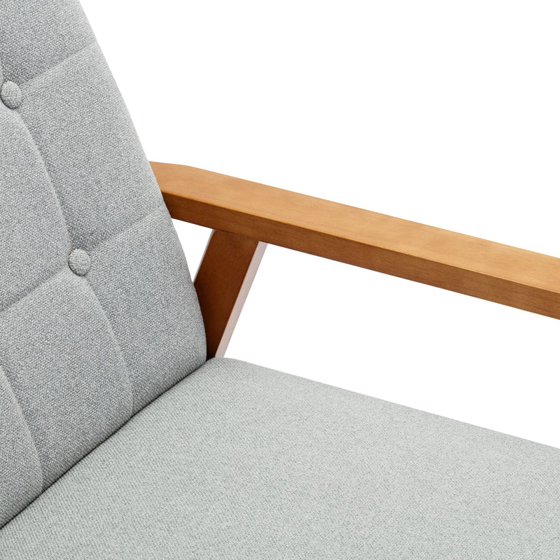 Accent Chairs Set of 2 with Side Table, Mid Century Modern Accent Chair, Wood and Fabric Armchairs Side Chair, Lounge Reading Comfy Arm Chair for Living Room, Bedroom, Office