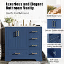 36' Traditional Bathroom Vanity with Ceramics Sink , Blue Bathroom Cabinet with Two Soft Close Doors and Four Drawers(Old sku:SV000026AAC)