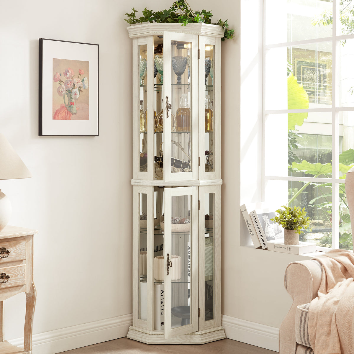 Elegant Lighted Corner Curio Cabinet, photo 8 of 8