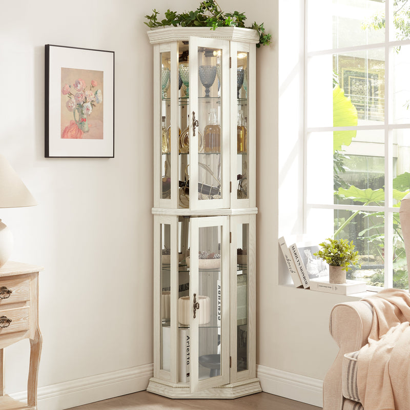 Elegant Lighted Corner Curio Cabinet, photo 8 of 8