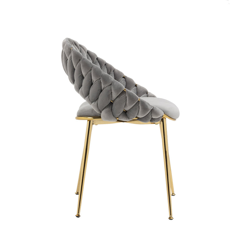 Accent Chairs Set of 2, Velvet Side Chairs with Gold Legs, Mid-Century Upholstered Dining Chairs for Living Room, Kitchen, Bedroom, Beauty Room