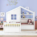 House Bed With Sofa, Kids Platform Bed With 2 Drawers And Storage Shelf by Unique Piece Furniture