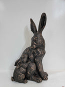 21'' Tall Mother Hare & Baby Cuddling Garden Statue