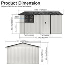 Metal garden sheds 12ftx10ft outdoor storage sheds white+black with window with sliding door