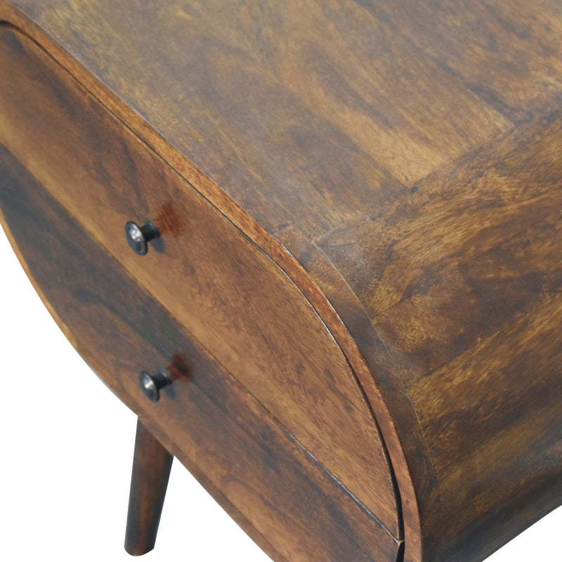 Solid Wood Large Chestnut Circular Bedside Table, photo 6 of 10