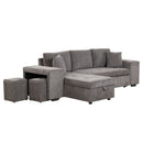 Modern L-Shape 3 Seat Reversible Sectional Couch, Pull Out Sleeper Sofa With Storage Chaise And 2 Stools For Living Room Furniture Set by HouseOfZazla