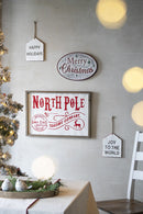 Iron / Wood North Pole Trading Company Wall Sign, For Christmas Holiday Table Wall Decor - White / Red by Unique Piece Furniture