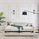 Upholstered Tufted Daybed With Drawers, Waved Arms